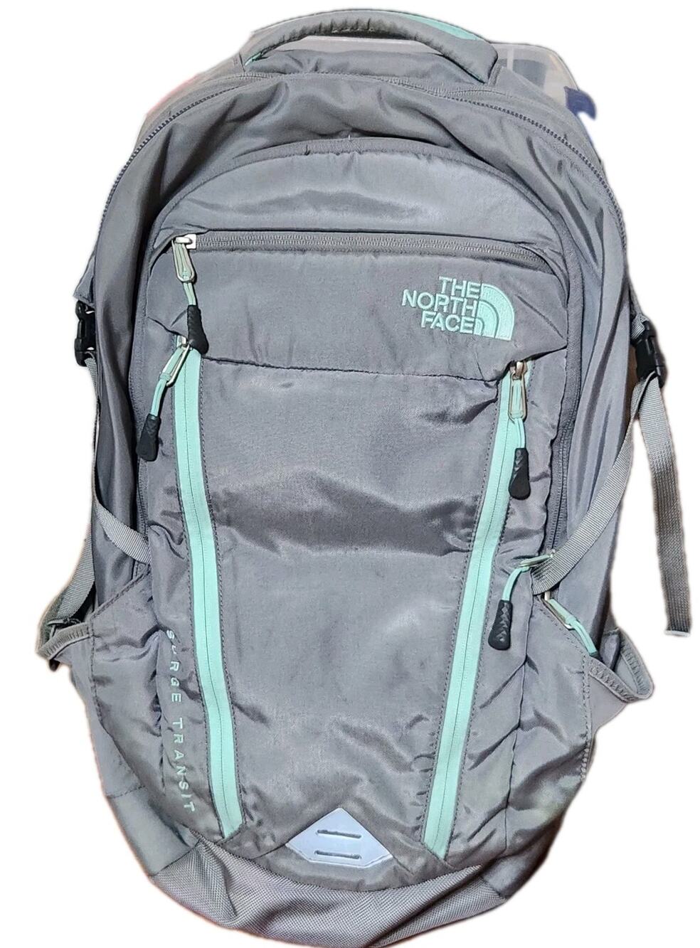The North Face Surge Flex Vent Backpack Grey Blue Laptop Case School College